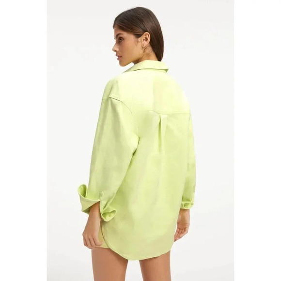 Good American Weekend Shirt in Green 00/0 XSmall Womens Button Down Blouse Top - Picture 2 of 15